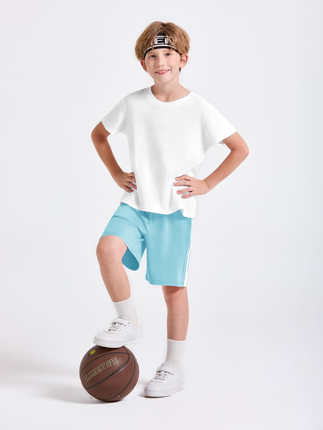 Haloumoning Boys Athletic Shorts Kids Active Elastic Waist Breathable Basketball Soccer Gym Shorts with Pockets 5-14 Years - Image 3