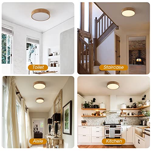 Cidimdan Farmhouse Ceiling Light Fixtures,Flush Mounted Round Brown Rustic Led Ceiling Light For Hallway, Bedroom, Low Profile Space Lighting, 9.84Inches (25Cm) #TOP6