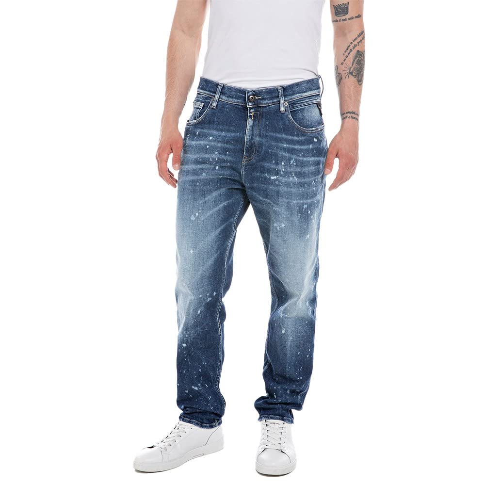 REPLAY Herren Jeans Sandot Tapered-Fit, Medium Blue 009 (Blau), 36W / 32L