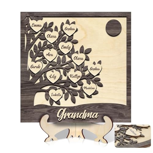 Adornos de árbol de la vida de madera personalizados para el Día del Padre, placa decorativa de madera de árbol genealógico con nombres familiares personalizados, regalo para papá/abuelo