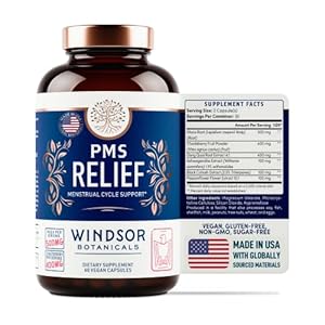 PMS Support Supplement for Women with Chasteberry, Maca Root, Ashwagandha – Period Relief, Bloating Relief for Women, Mood Support, Hormone Balance Herbal Supplements – 30 Day, 60 Vegan Capsules