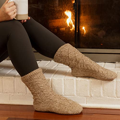 Image of Slipper Socks for Women with Grippers Non Slip, Sherpa Lined Slipper Socks