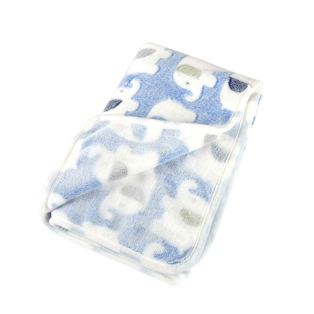 Ogquaton Pet Dog Blanket Cartoon Elephant Panda Warm Soft Flannel Carpet Cat Puppy Quilt Elephant Blue 40 * 60cm Durable and Practical