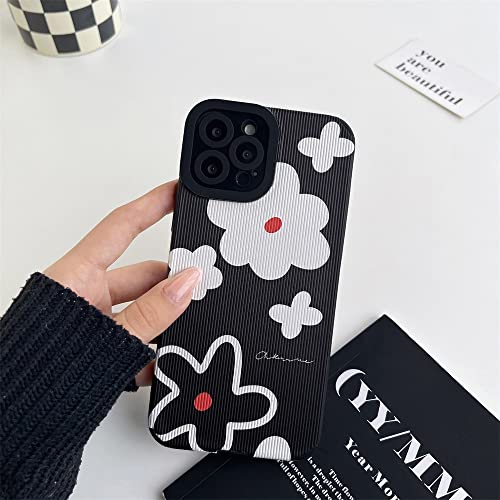 Fashion Flower Faux Leather Phone Case For Iphone 12 Pro Max Cover Silicone Cute Protective Cases Compatible With Apple Iphone 12 Pro Max -Black #TOP1