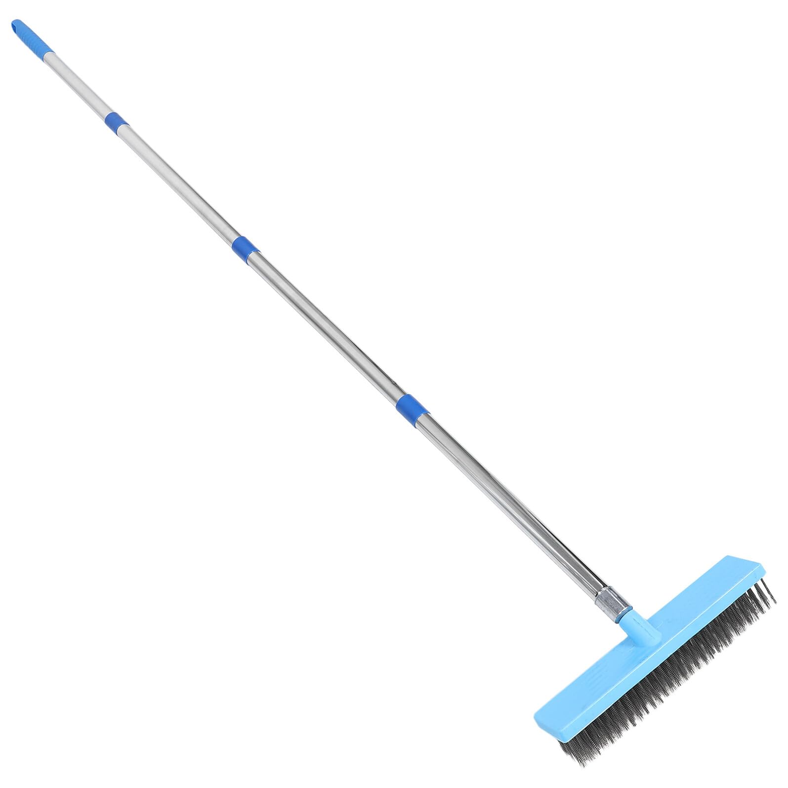 POPETPOP Brosse de Nettoyage pour Joints de Carrelage en Acier Inoxydable avec Manche Long, Brosse Polyvalente pour Murs de Bain et Piscine, Couleur Argenté