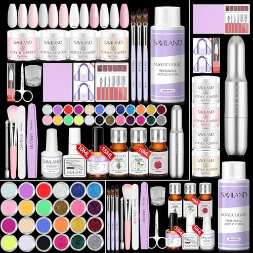 SAVILAND Acrylic Nail Kit with Drill & Essential Oil