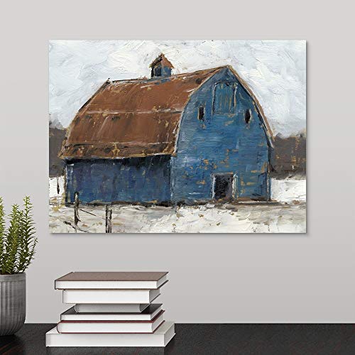 Greatbigcanvas Blue Barn I Canvas Wall Art Print, Barn Home Decor Artwork, 16"X12" #TOP2
