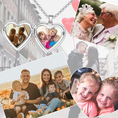 Locket Necklace – Personalized Heart Locket Necklace That Holds 2 Pictures for Women, Custom Photo Memorial Locket Jewelry for Mom Wife, Thanksgiving Anniversary Birthday Gifts3