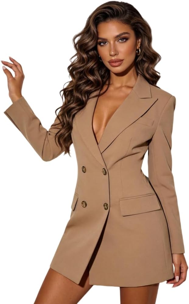 Womens Business Blazer Work Office Dress V-Neck Jacket Dresses Casual Dress Professional Outfits