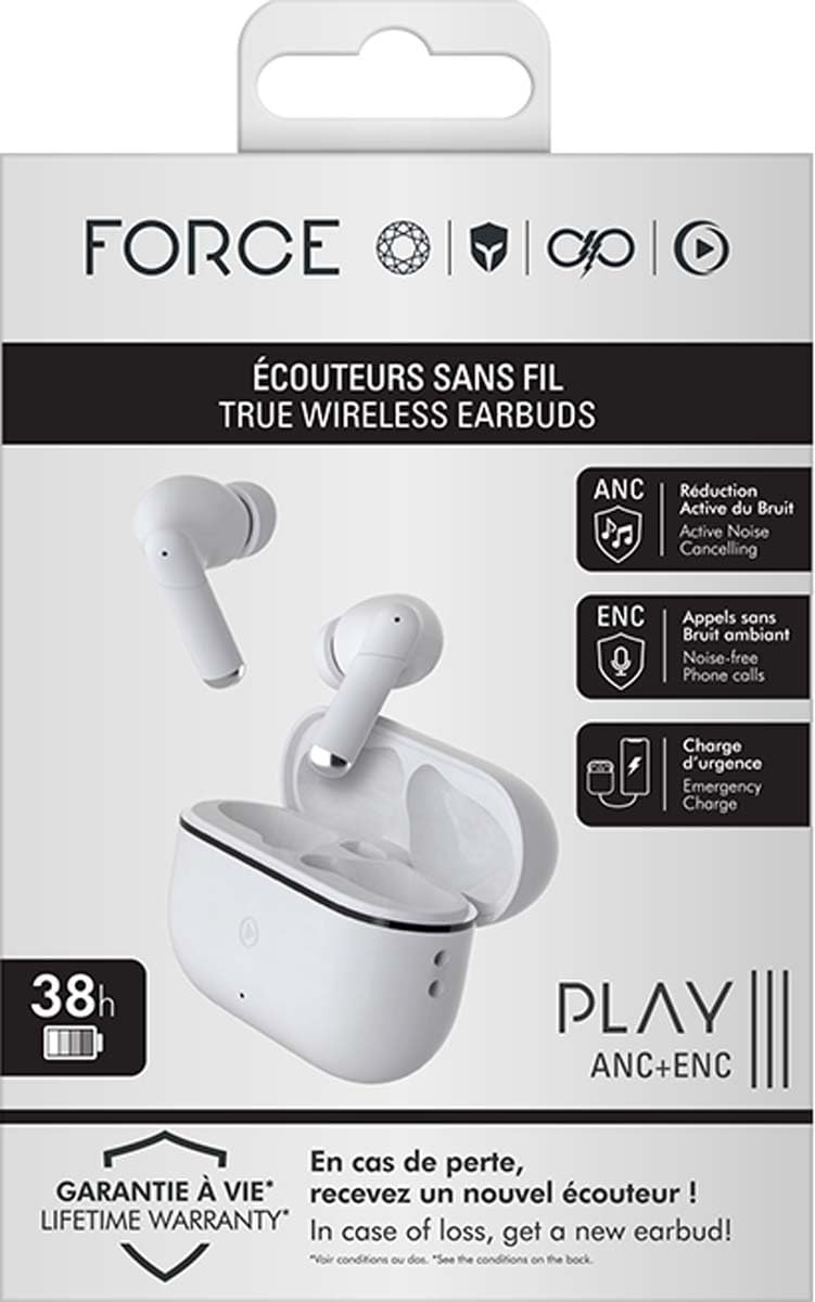 Ecouteurs True Wireless ANC+ENC III Blanc - Garanti à Vie