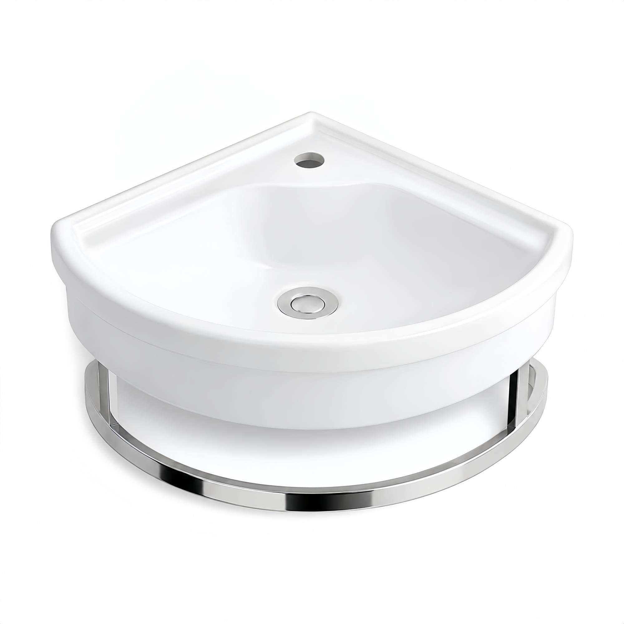 Lavabo Angolare in Ceramica, Salvaspazio e Sospeso a Parete