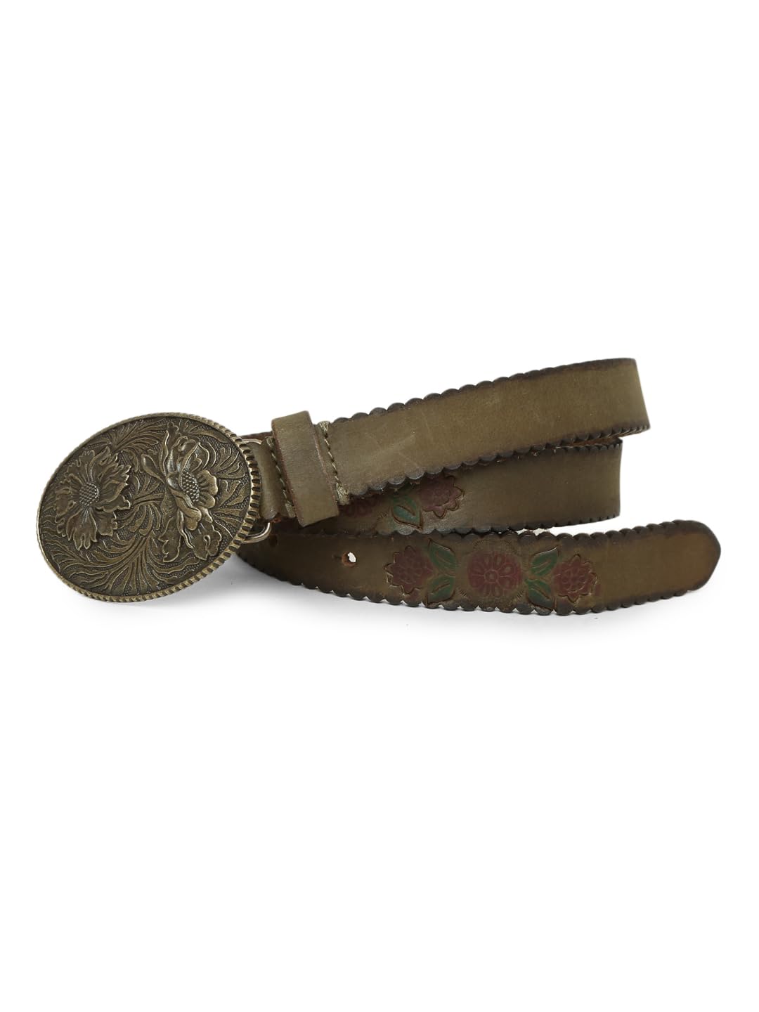 Handcrafted Women's Leather Belt - Printed Hand Tooling Waist Belts with Metal Pin Buckle for Jeans Pants for Ladies-image-13
