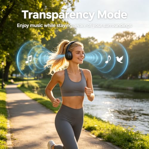 Hybrid Active Noise Cancelling Headphones, Wireless Headphones Over Ear