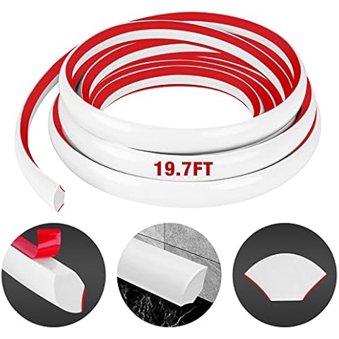 Flexible Quarter Round Molding Self Adhesive (White, 19.7 Ft) Peel and Stick Flexible Corner Molding Trim Caulk Strip for Ceiling, Molding, Wall Corner, Tile Edge, Countertop Cabinet Edge Cover