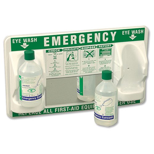 New , Safety First-Aid Eye Care Eyewash Station with Mirror 500ml W510xH290xD70mm Ref E481 [Pack 2]