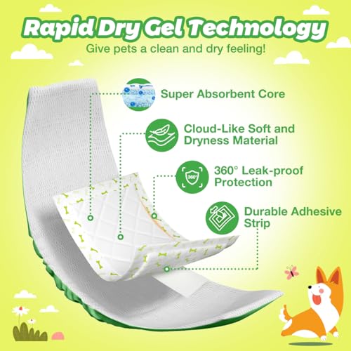 Dono Dog Diaper Liners for Male and Female Dogs, Super Absorbent Dog Booster Pads, 100ct Disposable Doggie Diaper Inserts Fit Reusable Male Belly Bands, Wraps, Washable Period Panties, Regular