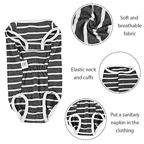 Due Felice Dog Diapers Sanitary Panties Doggy Period Onesie Bodysuits Pet Recovery Suit After Surgery Wear For Male And Female Dogs Gray Stripe/X-Large #TOP1