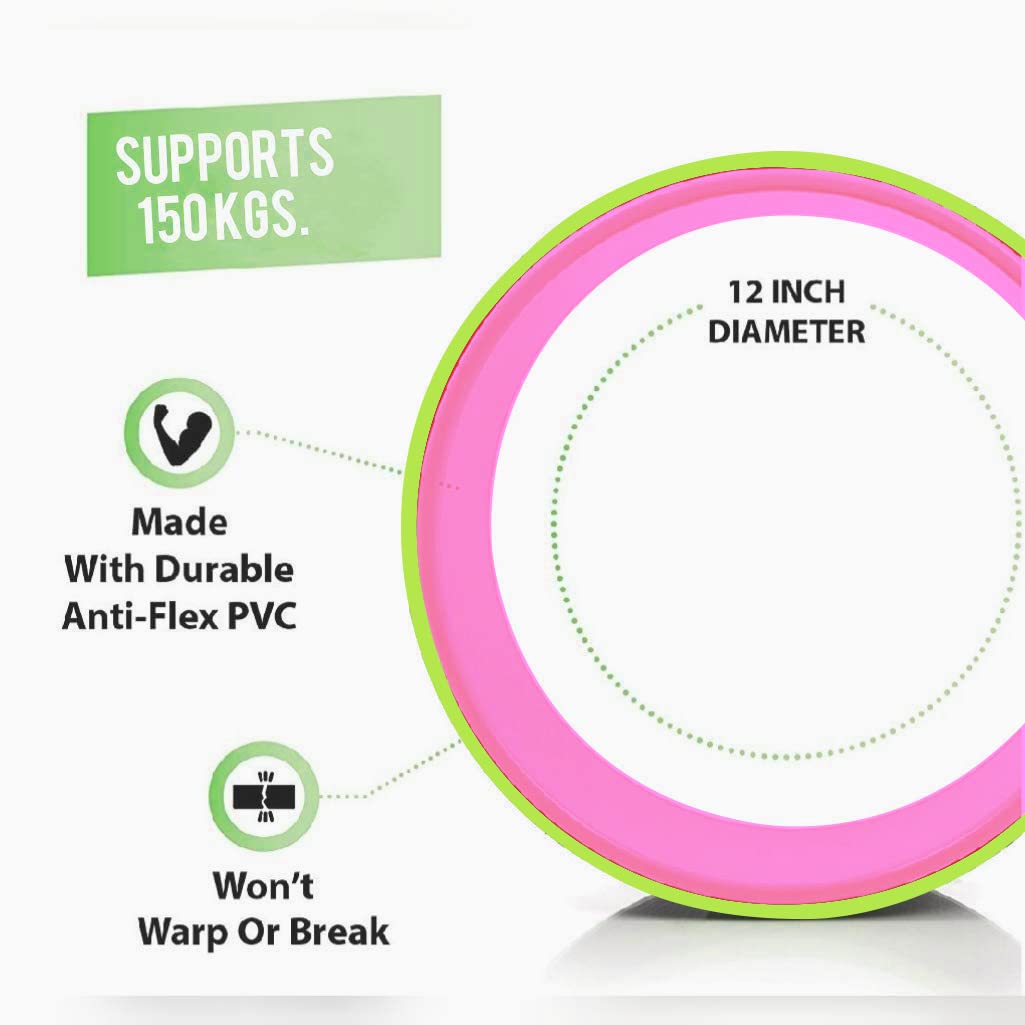 Viva Fitness Yoga Wheel Imported Yoga Wheel Yoga Circle Roller for Stretching and Improving Backbends, Body Posture (Green-Pink) 1