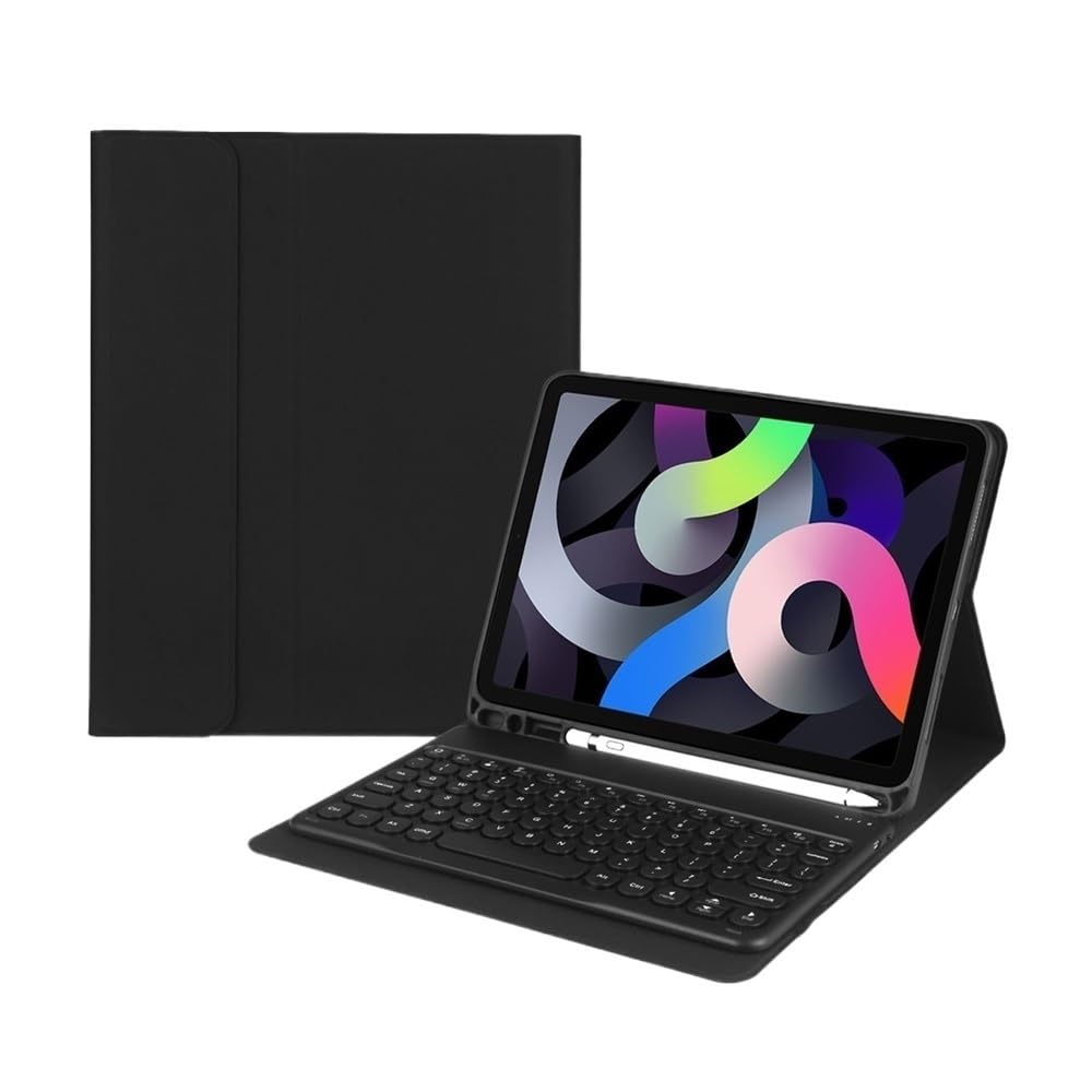 Funda protectora de cuero para iPad de 10.9 pulgadas con teclado extraíble negro 6