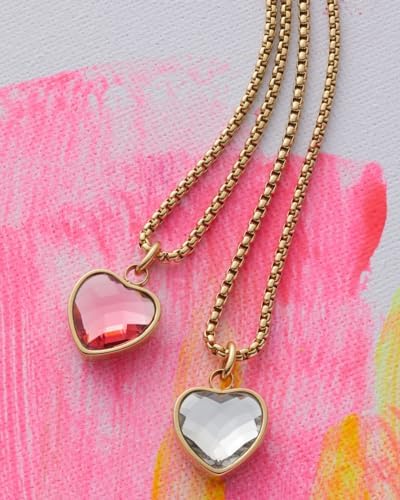 Collier Amadina Leonardo Jewels - Chaîne Acier Inoxydable Avec Pendentif Cœur Doré Et Cristaux - Longueur 45+5 Cm