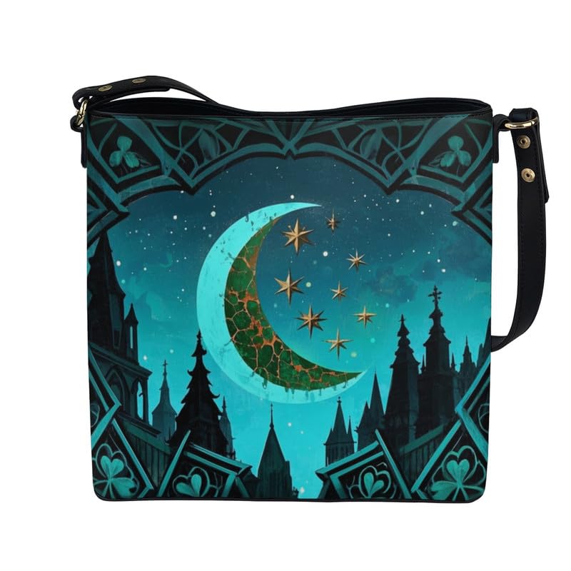 Leather Handbags for Women Painting Owls PU Leather Bucket Bag, Folk Birds Floral Women's Leather Tote Bag for Work3