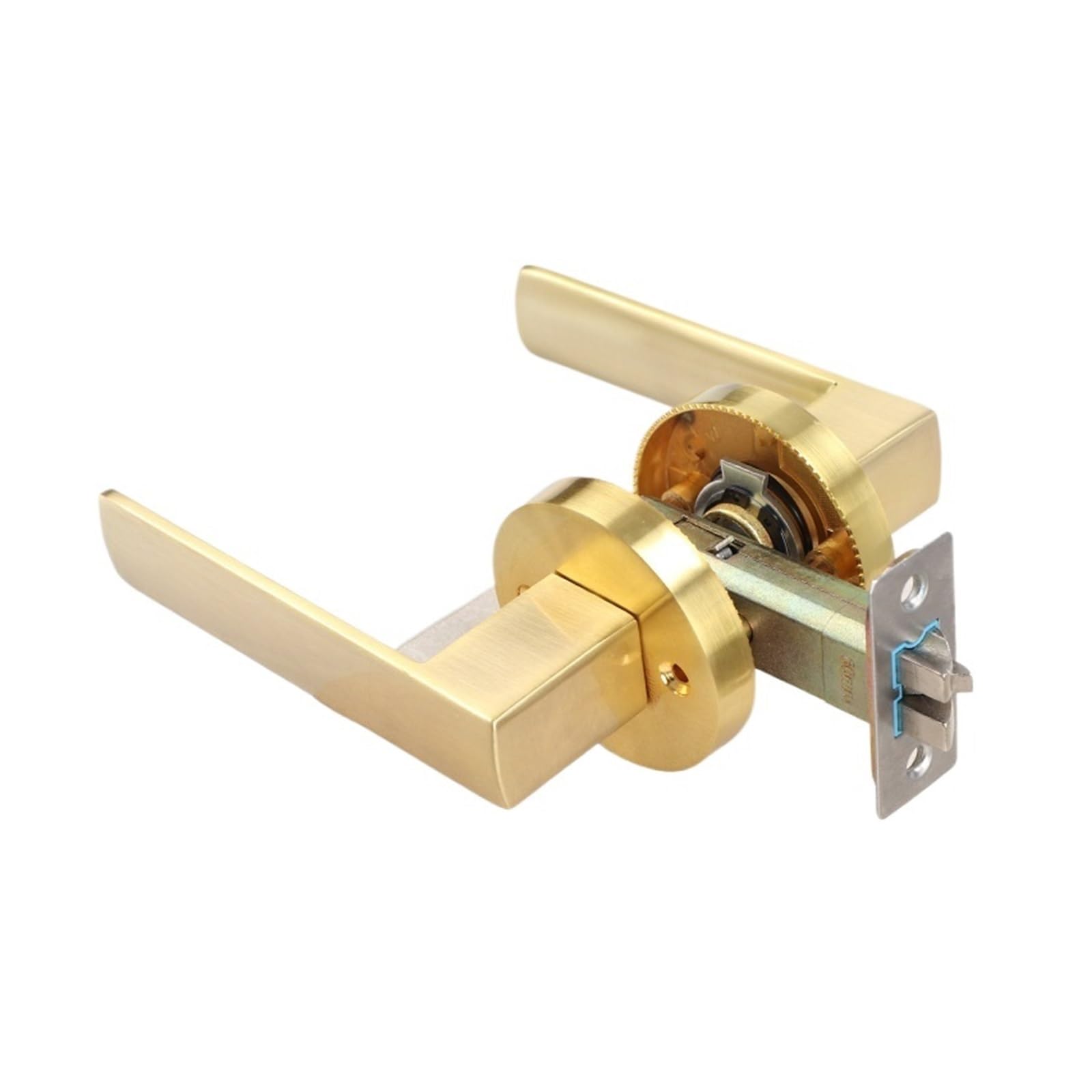 Heavy Three-Pole Passage Lock keyless Door fire Aisle Bathroom Hotel KTV Room Handle(Brushed Gold)