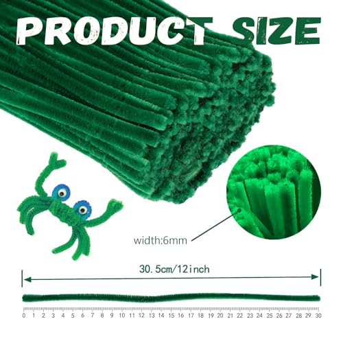 Image of Green Pipe Cleaners Craft Bulk,Toys & Games,200pcs Chenille Stems,Fake Flowers for Decor,Arts Crafts,Sensory Toys,Christmas Birthday Gift for Kids Art Supplies for Projects Creative DIY Decorations