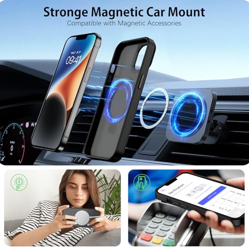 DUEDUE for iPhone 14 Plus Case Magnetic with Ring Stand[Compatible with Magsafe], Full Body Protective Cover Slim Shockproof Kickstand Phone Case for Apple iPhone 14 Plus 6.7", Black - image 4