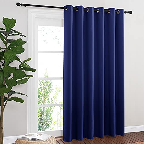 NICETOWN Sliding Glass Door Curtain Panel, Home Decoration Privacy & Noise Reducing Room Divider for Shared Apartment (Navy Blue, 80 inches x 84 inches)