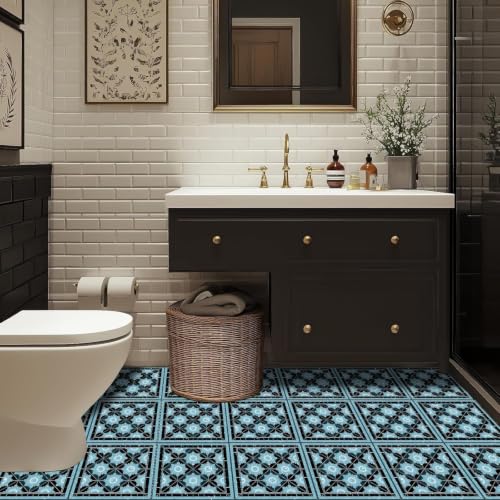 Image of Moroccan Tile Stickers | Waterproof Self Adhesive Peel & Stick Tile Decals for Kitchen Backsplash, Bathroom Wall, Floor, Furniture & Glass (6x6 Inch, Design 33)