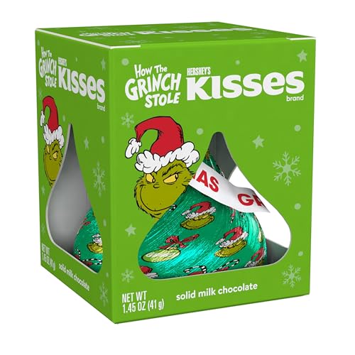 HERSHEY'S KISSES Grinch Solid Milk Chocolate, Christmas Candy Gift Box, 1.45 oz - image 3