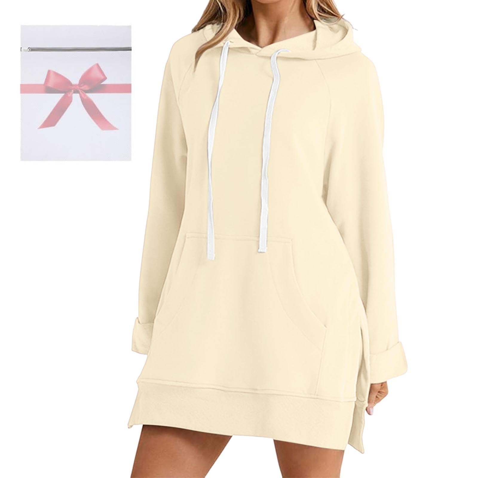 Generisch Robe confortable pour femme avec imprimé de Noël, sweat à capuche à manches longues et poches