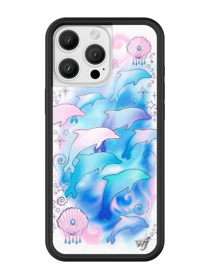 Image of Wildflower Cases - Compatible with iPhone 16 Pro Max | Protective Black Bumper, 6.5ft Drop Test Certified, Women Owned Small Business | Ocean Shells Sea Aesthetic Trendy | Dolphin Dreams