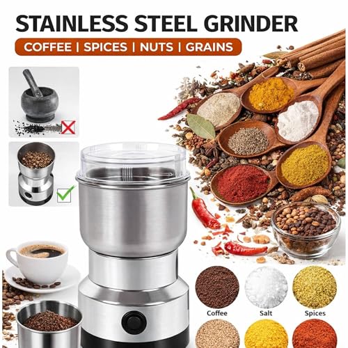 Image of Stainless Steel Multifunctional Grinder Smash Machine Coffee Beans Electric Grinder and Coffee Maker Household Electric Mixer Grinder