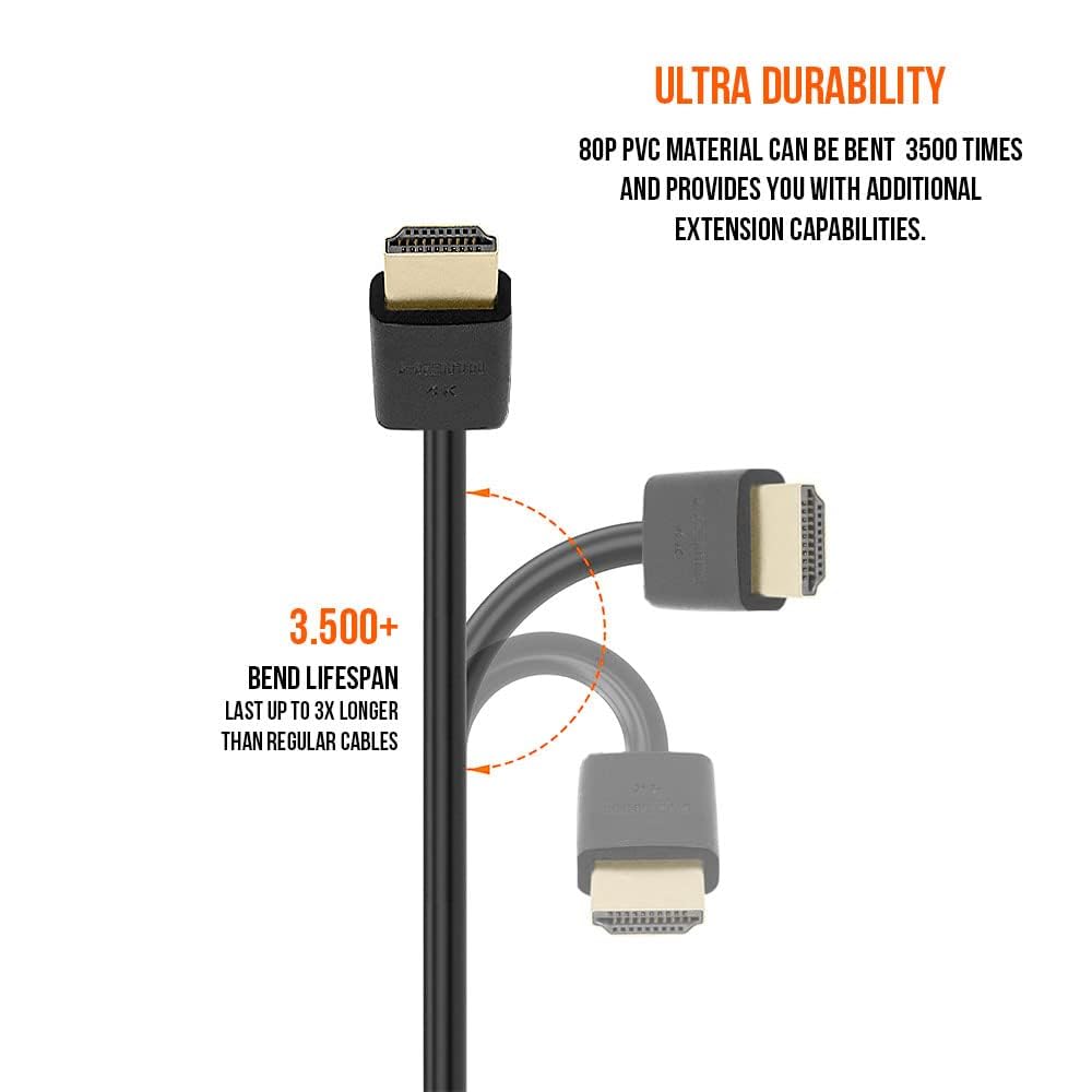 Cmple - Cable HDMI de alta velocidad con Ethernet 30AWG - 3 pies (15FT, Negro)