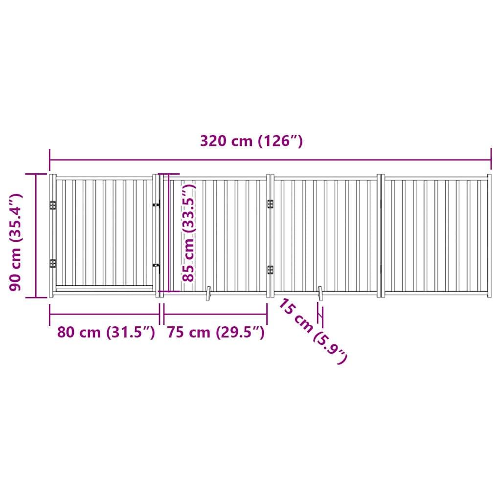 vidaXL Puerta de Perros Plegable 4 Paneles Madera Abeto marrón 320 cm, Puerta para Mascotas, Puerta de Seguridad para Perros, Puerta para Perros de Seguridad