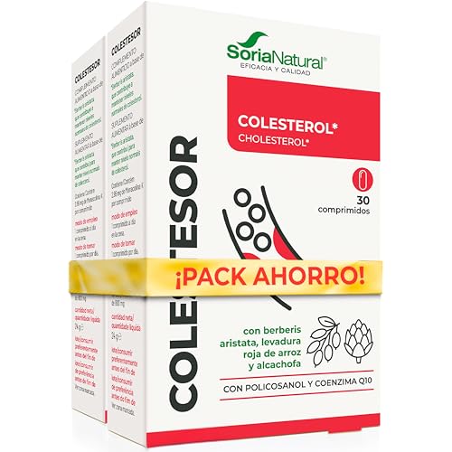 Soria Natural COLESTESOR - Levadura de Arroz Rojo, Berberis, Alcachofa, Coenzima Q10 y Policosanol - Complemento Natural para Controlar Colesterol y Trigliceridos - PACK2