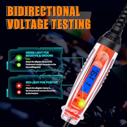 Image of Automotive Test Light 3-72V DC Digital Light Tester with Voltmeter, Heavy Duty Auto Circuit Tester with LCD Backlight Display and LED Indication, Electric Test Pen with Illumination