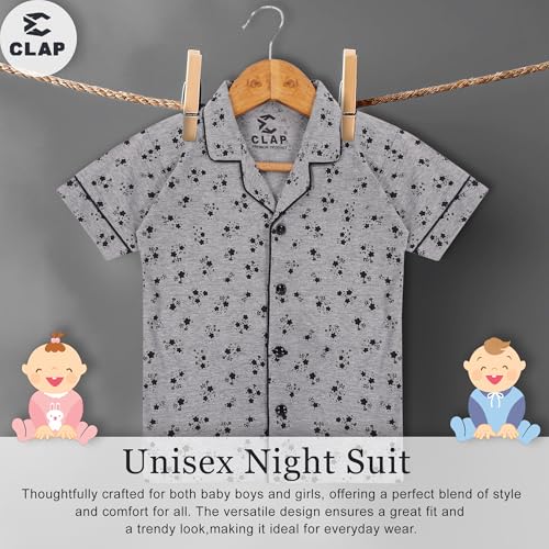 Image of CLAP Kids Cotton Printed Half Sleeves Night Suit