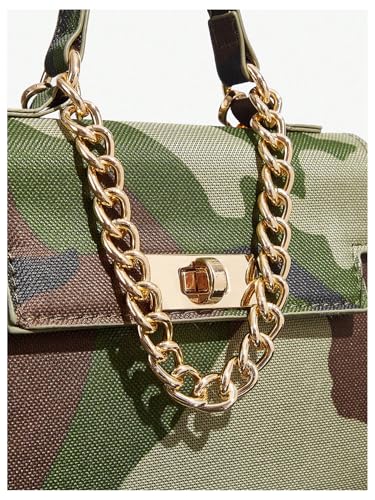 Image of RoseSeek Women's Camo Flap Square Bags Chain Strap Top Handle Satchel Crossbody Bag