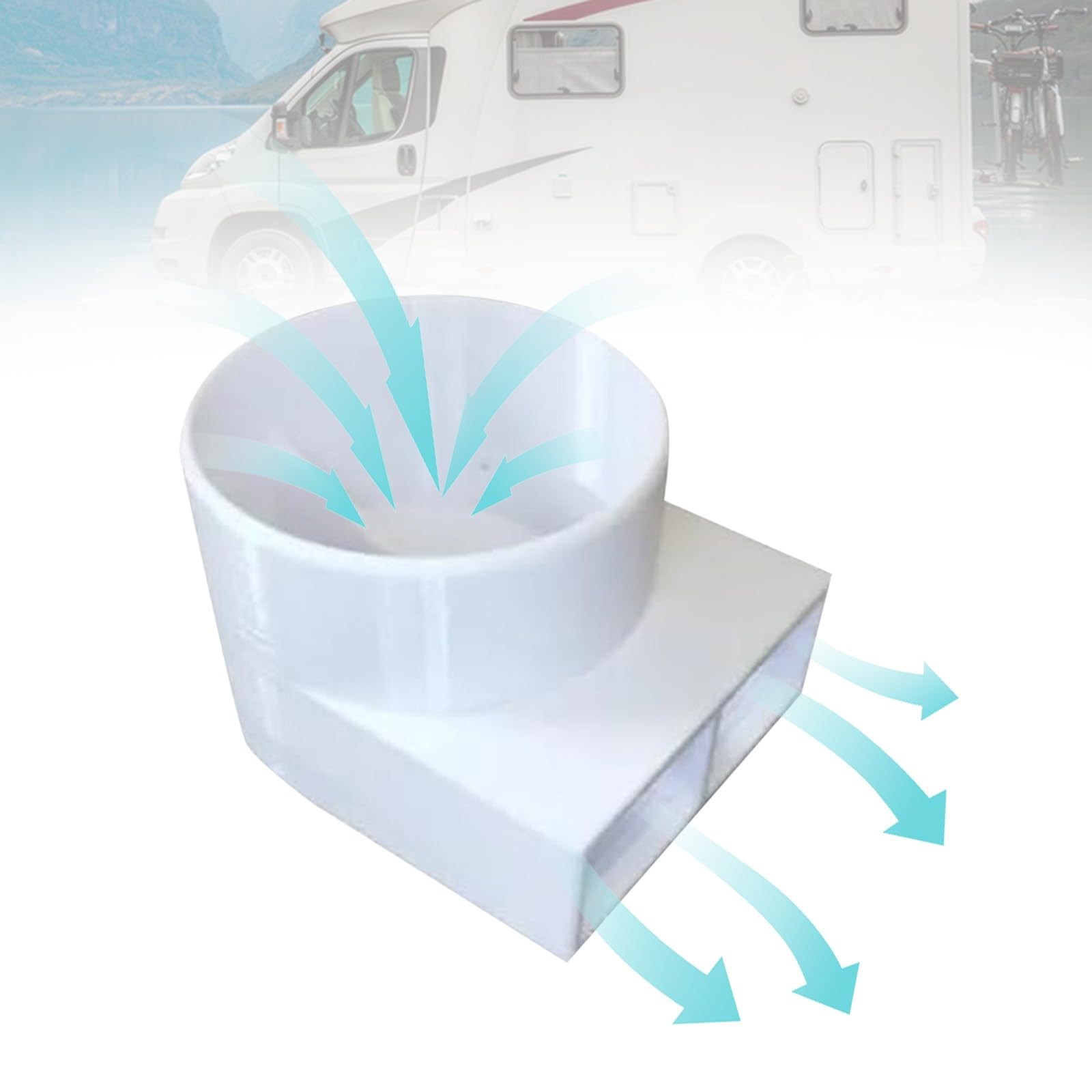 Director de ventilación para autocaravana para calefacción Truma, accesorio para manillar de aire apto para calefacción Truma y Webasto, desviador de flujo de aire de 90°, material ASA, diámetro de 55 — view 2