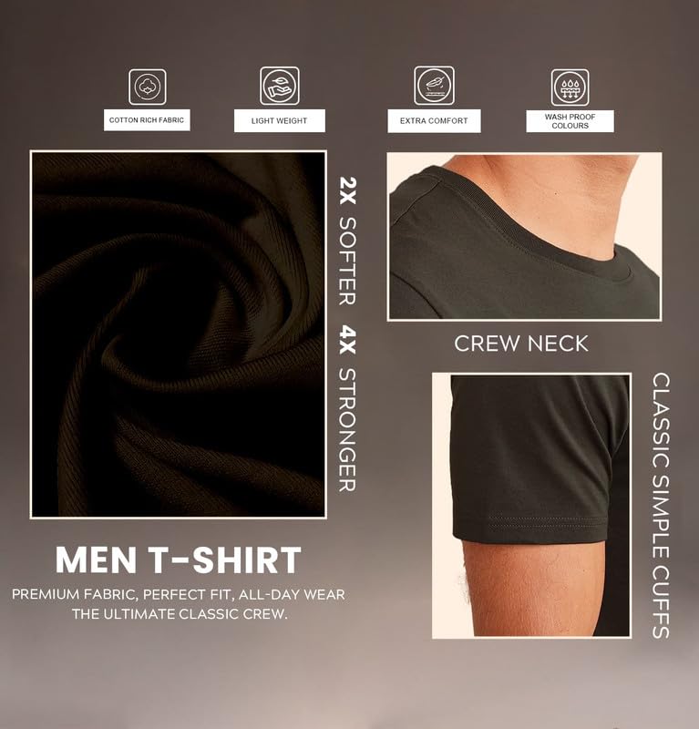 Image of Sleepynuts Men's Regular Fit Round Neck Half Sleeves Solid Casual Wear T-Shirt