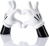 FelyHos Cartoon Heart Hands Resin Statue - Black White Love Finger Sculpture Modern Home Office Decor & Gifts