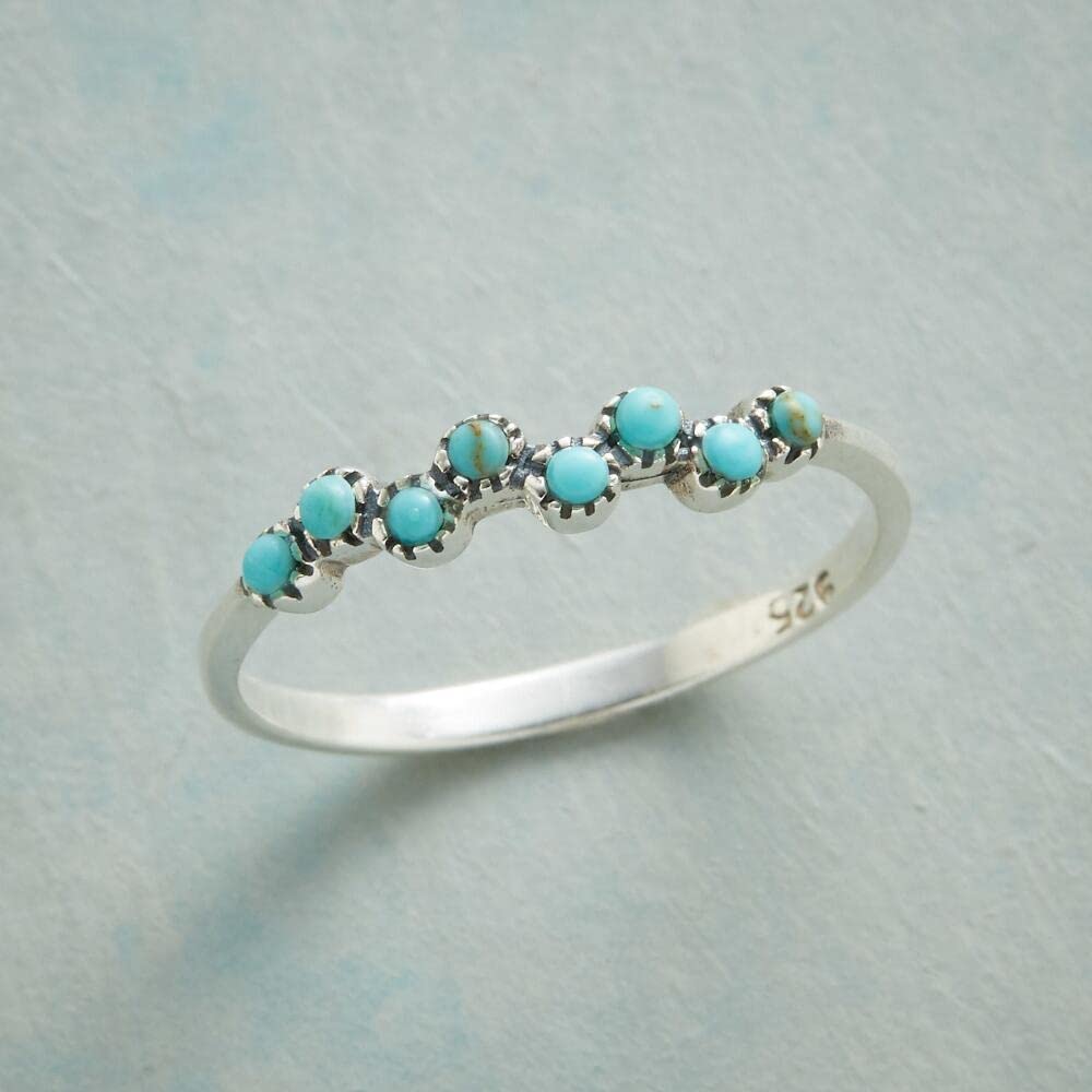 ETHIDO - Dainty Silver Tiny Reconstituted Turquoise Bubbles Ring Mermaid Kisses Rings Jewelry Bridemaids Gifts