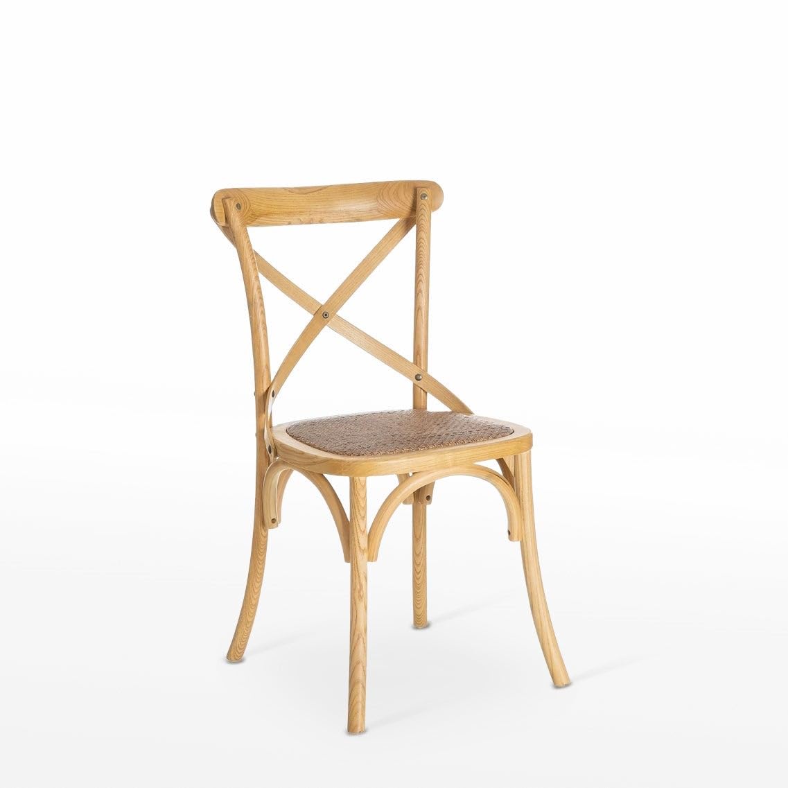 LOLAhome - Silla de Comedor Aspas de Madera de Olmo Color Natural con Asiento de ratán Trenzado en Tono Natural