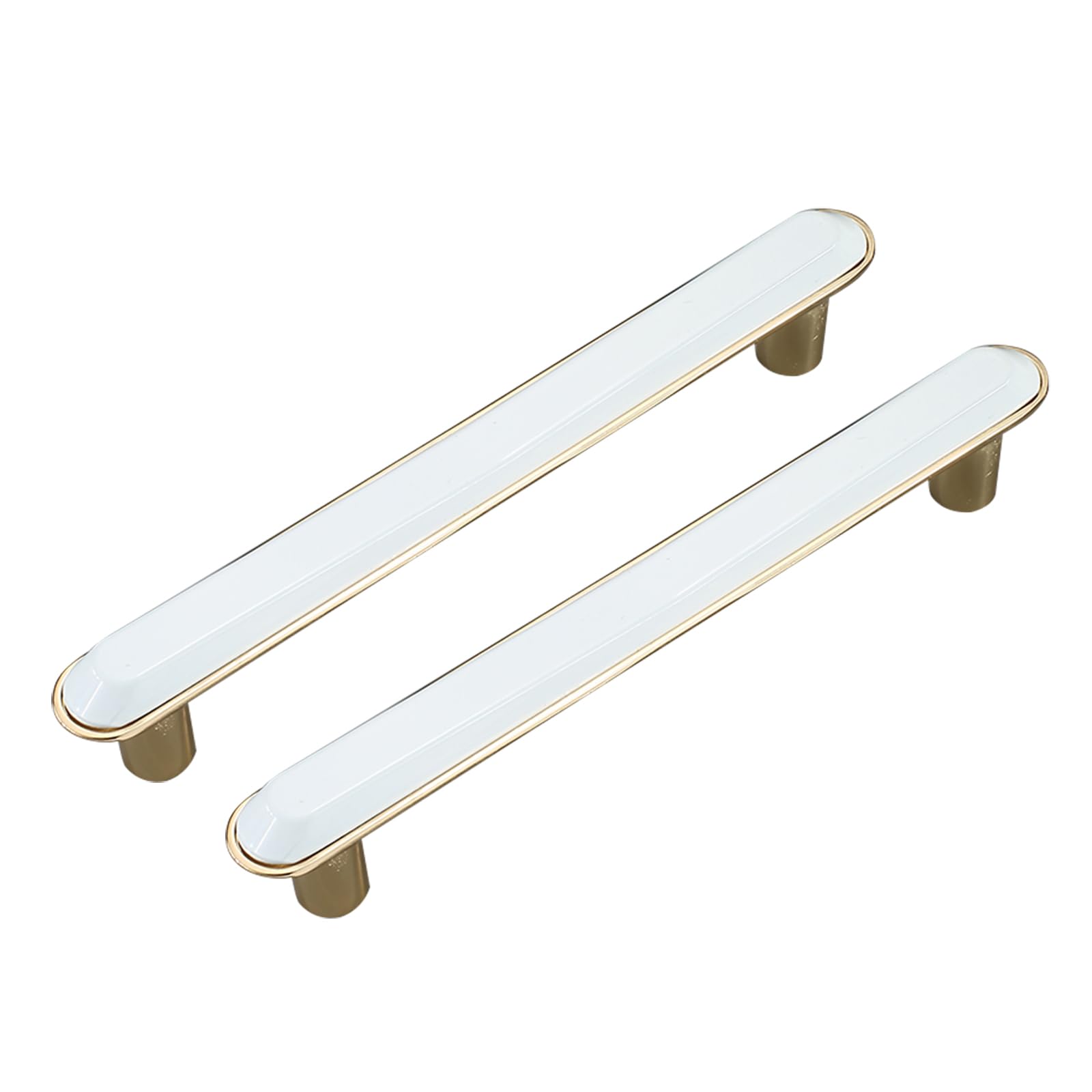 Aginos White/Gold Zinc Alloy Closets Pull Handles 2 Pcs Cupboard Drawer Handles Furniture Door Knobs, For Kitchen Cabinet Bedroom Wardrobe, (Hole Distance 192Mm)