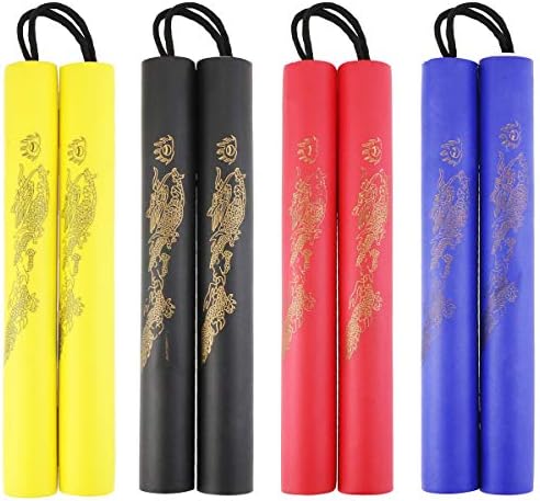 Wpxmer 4 Pack Safe Foam Rubber Training Sticks, Martial Art Sticks for Beginners Practice and Training