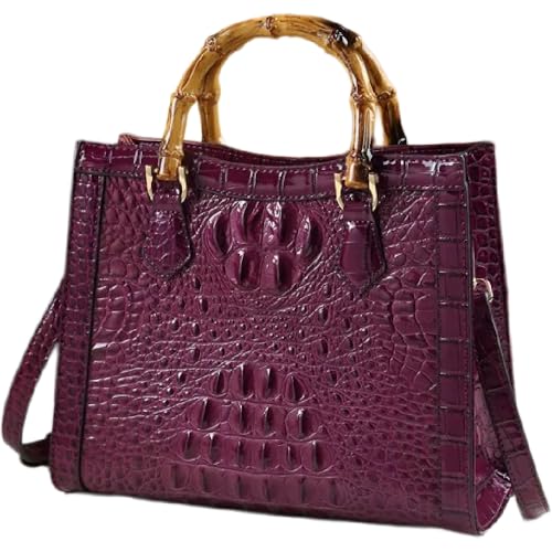 Crocodile Pattern Leather Women's Bag Real Bamboo Top-Handle Satchel Handbags Portable Tote Bag Shoulder Messenger Bags2