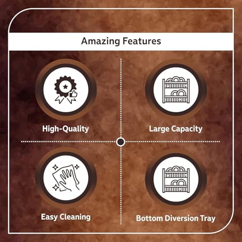 Image of Dish Rack Dish-Rack 3 in 1 Large Durable Plastic Kitchen Sink DishRack Drainer Drying Rack Washing Basket with Tray for Kitchen, DishRack Organizers, Utensils Tools Cutlery (Brown)