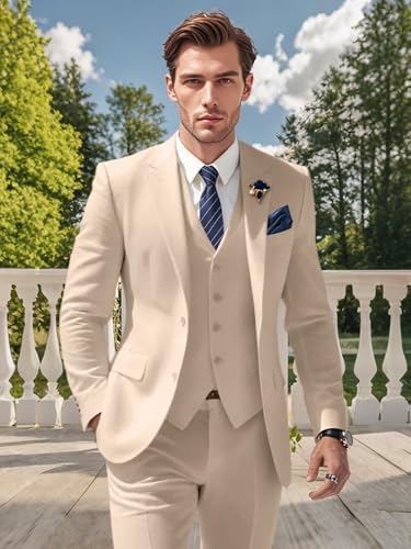 Suits for Men 3 Piece Slim Fit Casual Tuxedo Business Wedding Groom Prom Homecoming Suits Blazer Vest Pants2